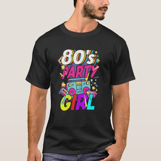 Kvinna i 80-årsåldern Party Girl Retro Costume Out T Shirt (Framsida)