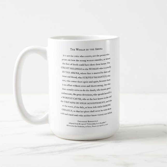 Kvinna i Arenas inspirationcitat Kaffemugg (Vänster)