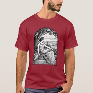 Kvinna i Art Nouveau-stil läser under träd T Shirt