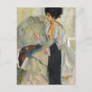 Kvinna i ateljén Edward Cucuel Vykort