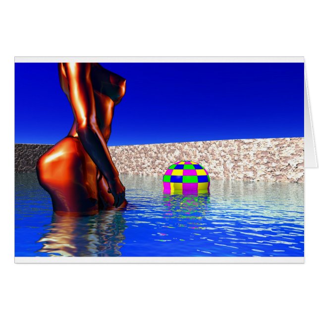 Kvinna i Bassäng Hälsningskort (Framsidan Horizontal)