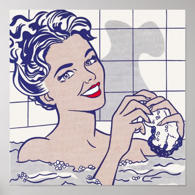 Kvinna i Bath av Roy Lichtenstein Poster (Framsidan)