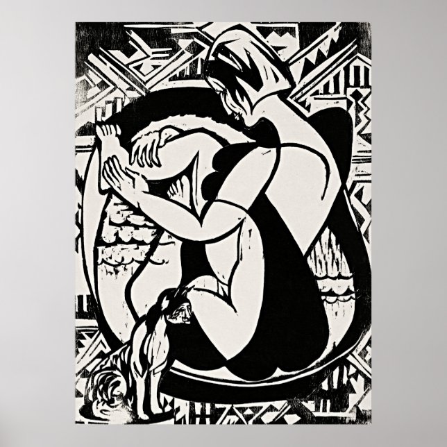 Kvinna i Bathtub av Ernst Ludwig Kirchner Poster (Framsidan)
