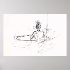 Kvinna i Bathtub Sketch - Poster