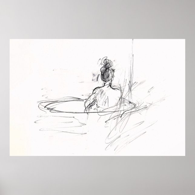 Kvinna i Bathtub Sketch - Poster (Framsidan)