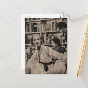 Kvinna i biblioteket på 1930-talet  vykort