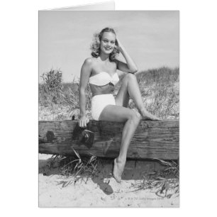 Kvinna i Bikini Hälsningskort