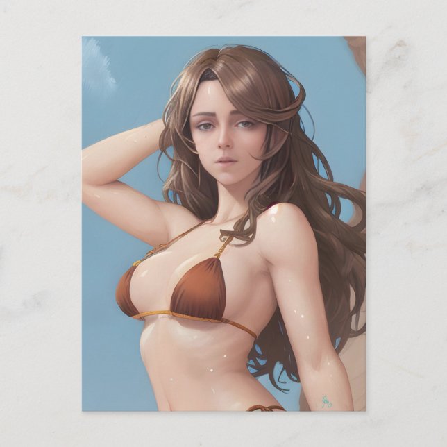 Kvinna i bikini vykort (Framsida)