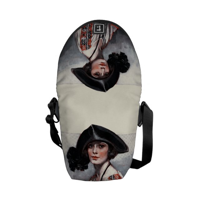 Kvinna i broderad blus messenger bag (Öppen Baksida)