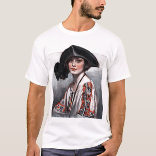 Kvinna i broderad blus t-shirt