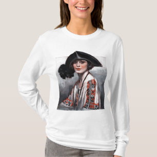 Kvinna i broderad blus tee