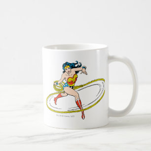 kvinna i cirkel med lasso kaffemugg