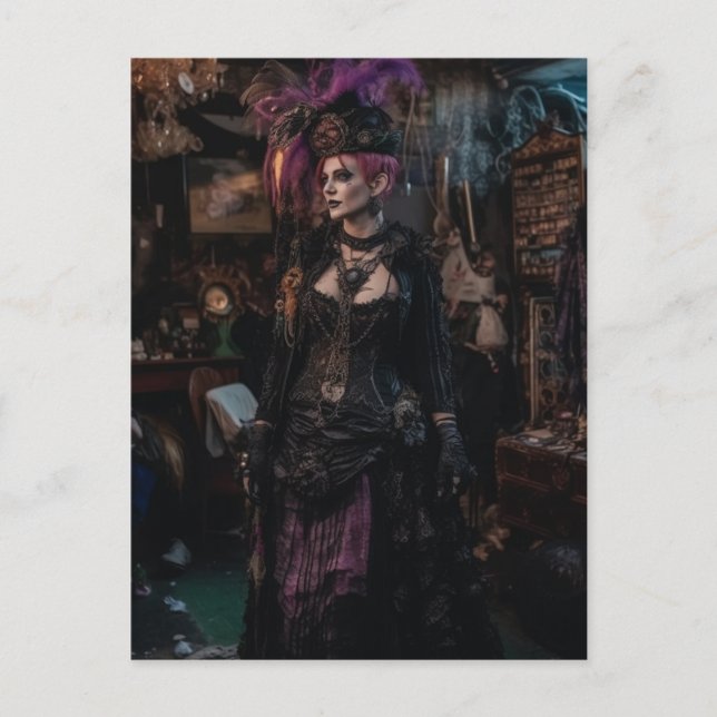 Kvinna i Costume Shop Vykort (Framsida)