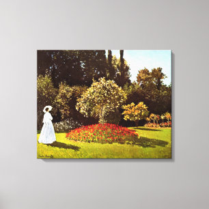 Kvinna i den trädgårds- Monet konsten Canvastryck