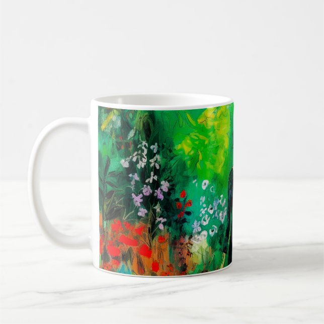 Kvinna i den vackra Grönten Meadow Kaffemugg (Vänster)