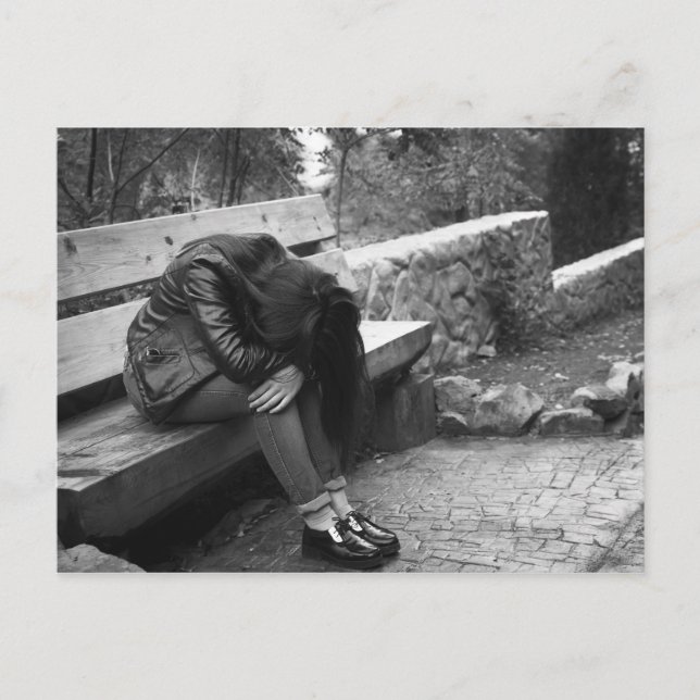 Kvinna i depression vykort (Framsida)