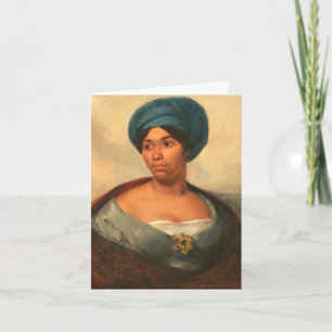 KVINNA I EN BLÅ TURBAN FINT KONSTKORT KORT