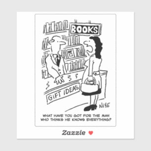 Kvinna i en bokbutik Tecknad. Klistermärken