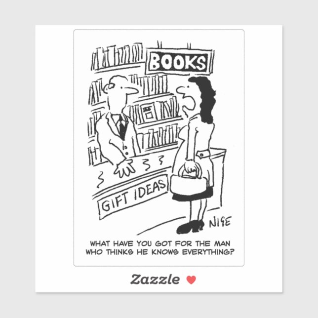 Kvinna i en bokbutik Tecknad. Klistermärken (Ark)