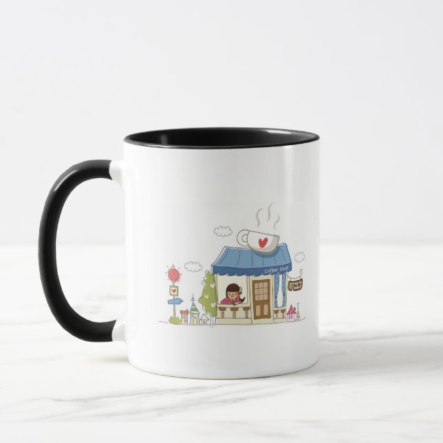 Kvinna i en coffee shop mugg (Vänster)