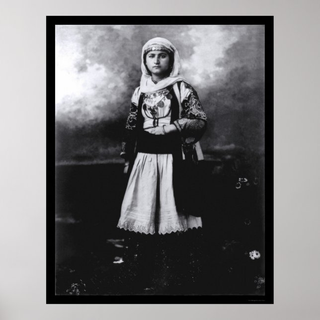 Kvinna i en gammal grekisk dräkt 1920 poster (Framsidan)