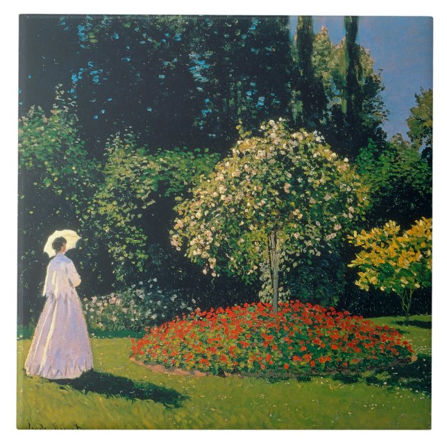 Kvinna i en Garden, Monet Kakelplatta (Framsidan)
