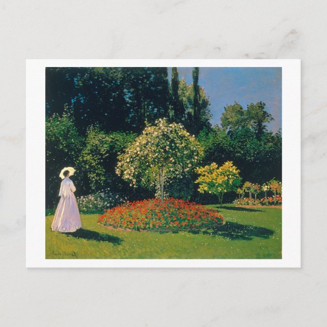 Kvinna i en Garden, Monet Vykort (Framsida)