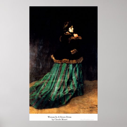 Kvinna i en grön klänning vid Claude Monet Poster Zazzle.se