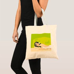 Kvinna i en spa tote-bag tygkasse
