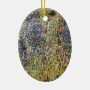 Kvinna i en trädgård av Frederick Frieseke, Fine A Julgransprydnad Keramik