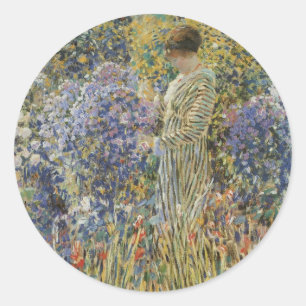 Kvinna i en trädgård av Frederick Frieseke, Fine A Runt Klistermärke