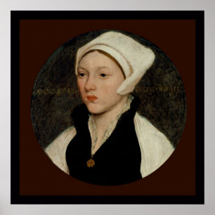 Kvinna i en vitCoif vid den Holbein kanvastrycket Poster