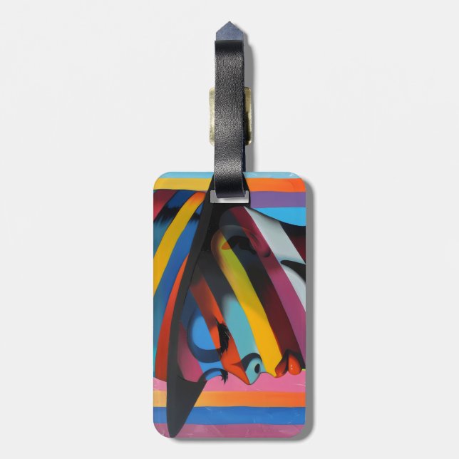 Kvinna i färgat Hat 3-slående silhuett Bagagebricka (Baksidan Lodrät)