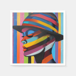 Kvinna i färgat Hat 3-slående silhuett Pappersservett