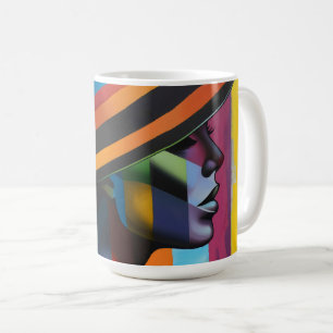 Kvinna i färgat Hat 4 Striking silhuette Kaffemugg