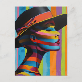 Kvinna i färgat Hat 5 Striking silhuette Vykort