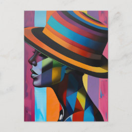 Kvinna i färgglad hatt 4 Slående silhuett Vykort