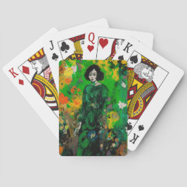 kvinna i färglöst fält casinokort