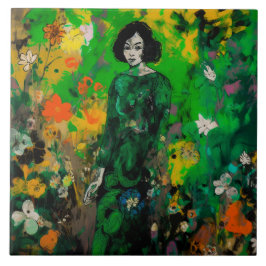 kvinna i färglöst fält kakelplatta