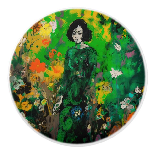 kvinna i färglöst fält knopp (Framsidan)