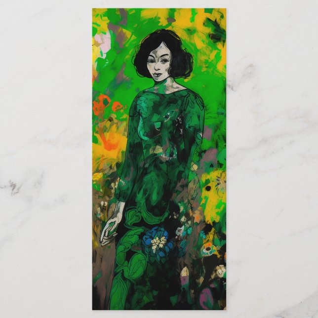 kvinna i färglöst fält meny (Framsida)