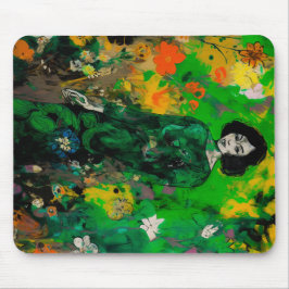 kvinna i färglöst fält musmatta