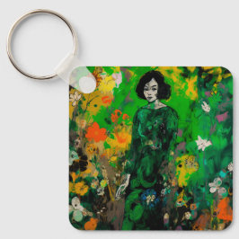 kvinna i färglöst fält nyckelring