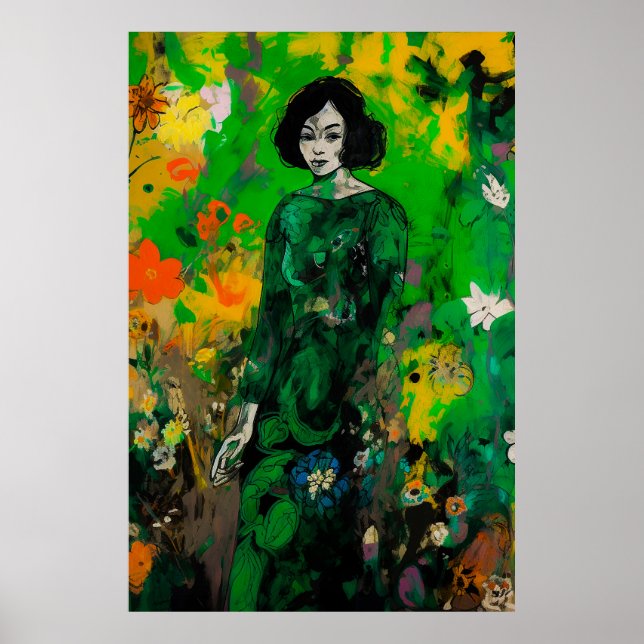 kvinna i färglöst fält poster (Framsidan)