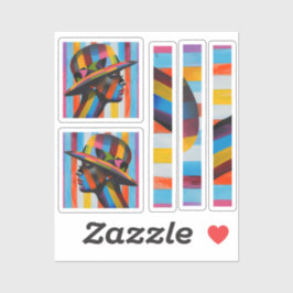 Kvinna i färgstarka, högljudda silhuetter klistermärken