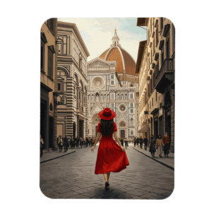 Kvinna i Florens Italien Resa Magnet