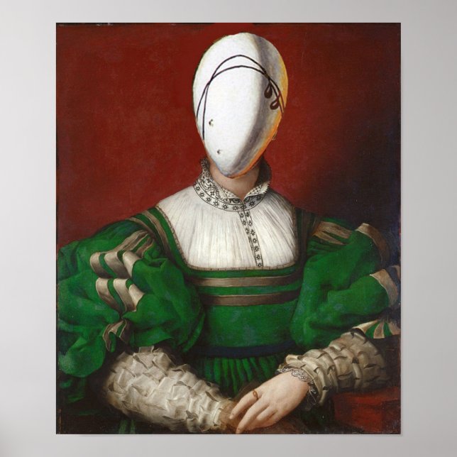 KVINNA I GRÖNT DRESS Mode teatralisk dräkt Poster (Framsidan)