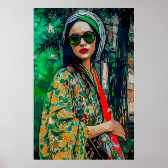 Kvinna i Grönt Slasser Poster (Framsidan)