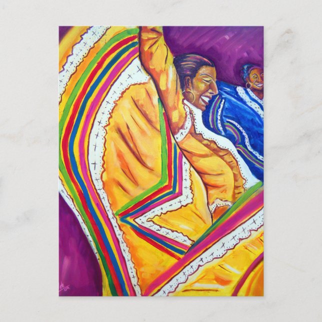 Kvinna i Gult Dress Vykort (Framsida)