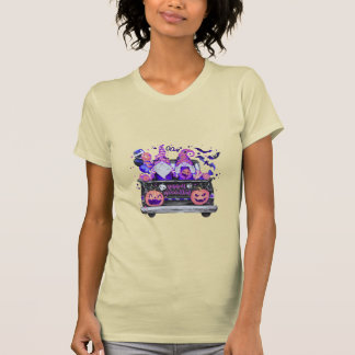 Kvinna i Halloween Gnomes Pickupare Lastbil T-Shir T Shirt